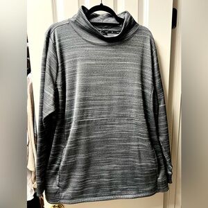 ZELOS women's heathered gray mock neck fleece pullover sweatshirt-EUC
